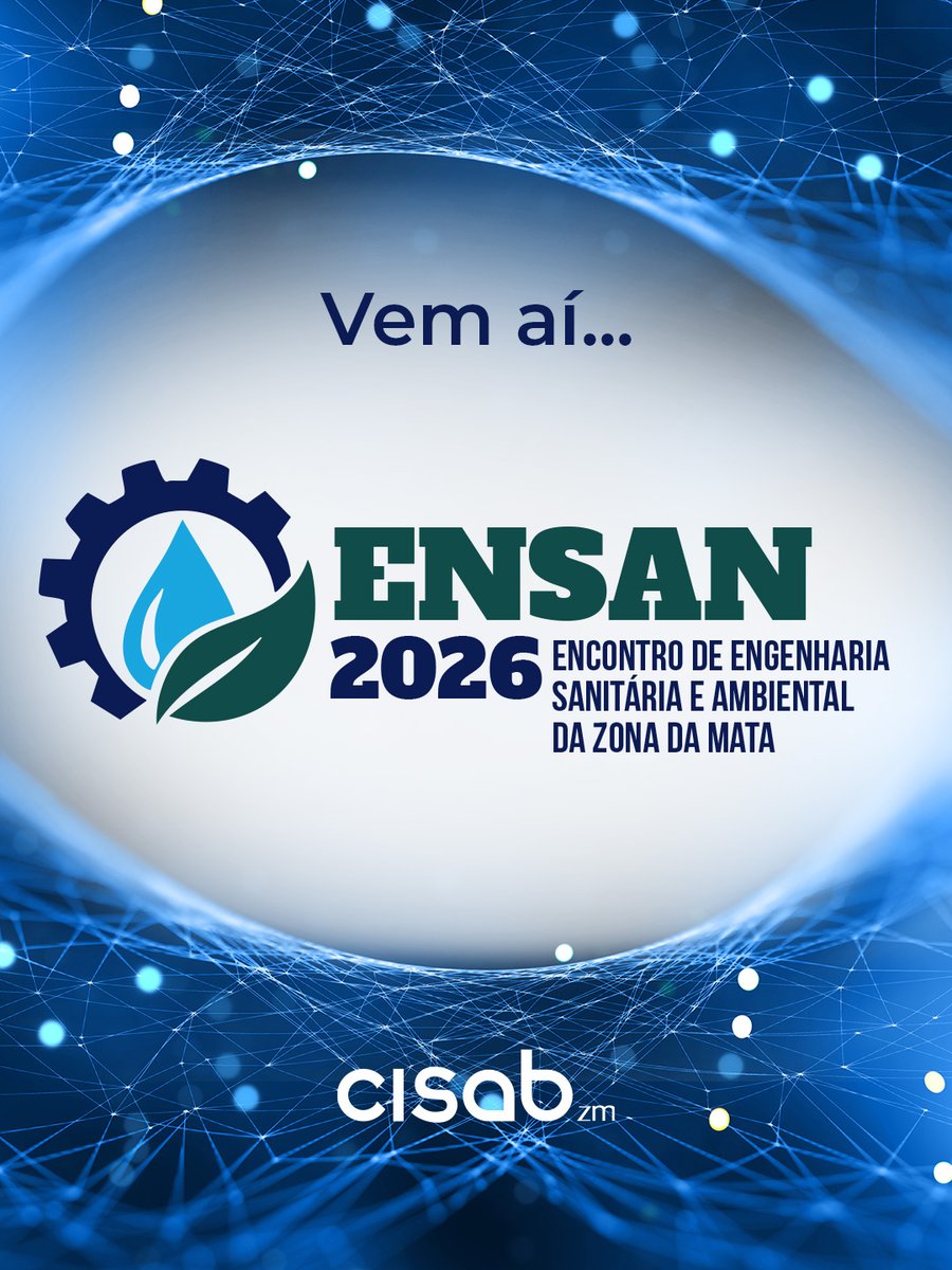 Arte de divulgação do EnSAN 2026 — Encontro de Engenharia Sanitária e Ambiental da Zona da Mata